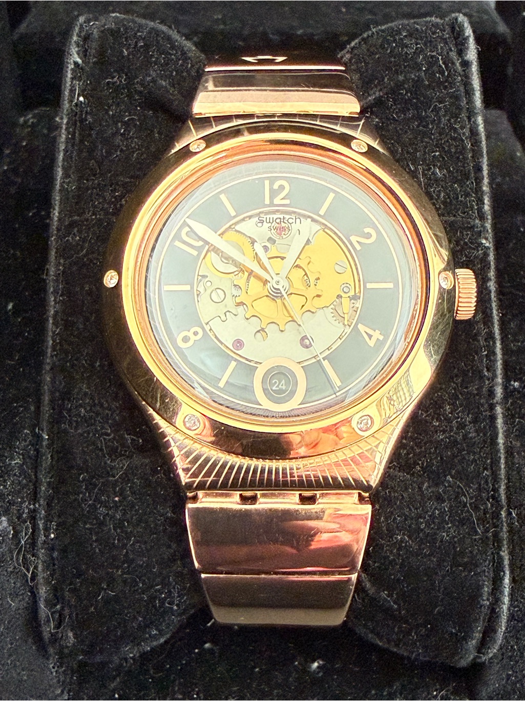 Swatch Tonto Phil GoldTone Skeleton Dial Watch Automatic Mens Watch